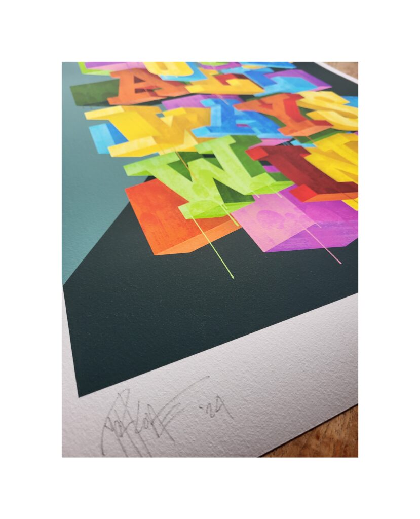 Typografische canvas kunst (abstract Typografische kunst Giclée print)