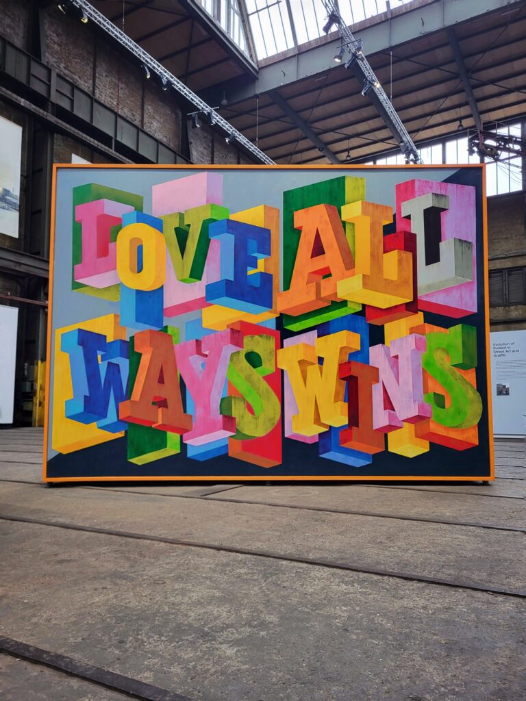 Typografische canvas kunst (abstract typografische kunst canvas Straat museum Amsterdam)